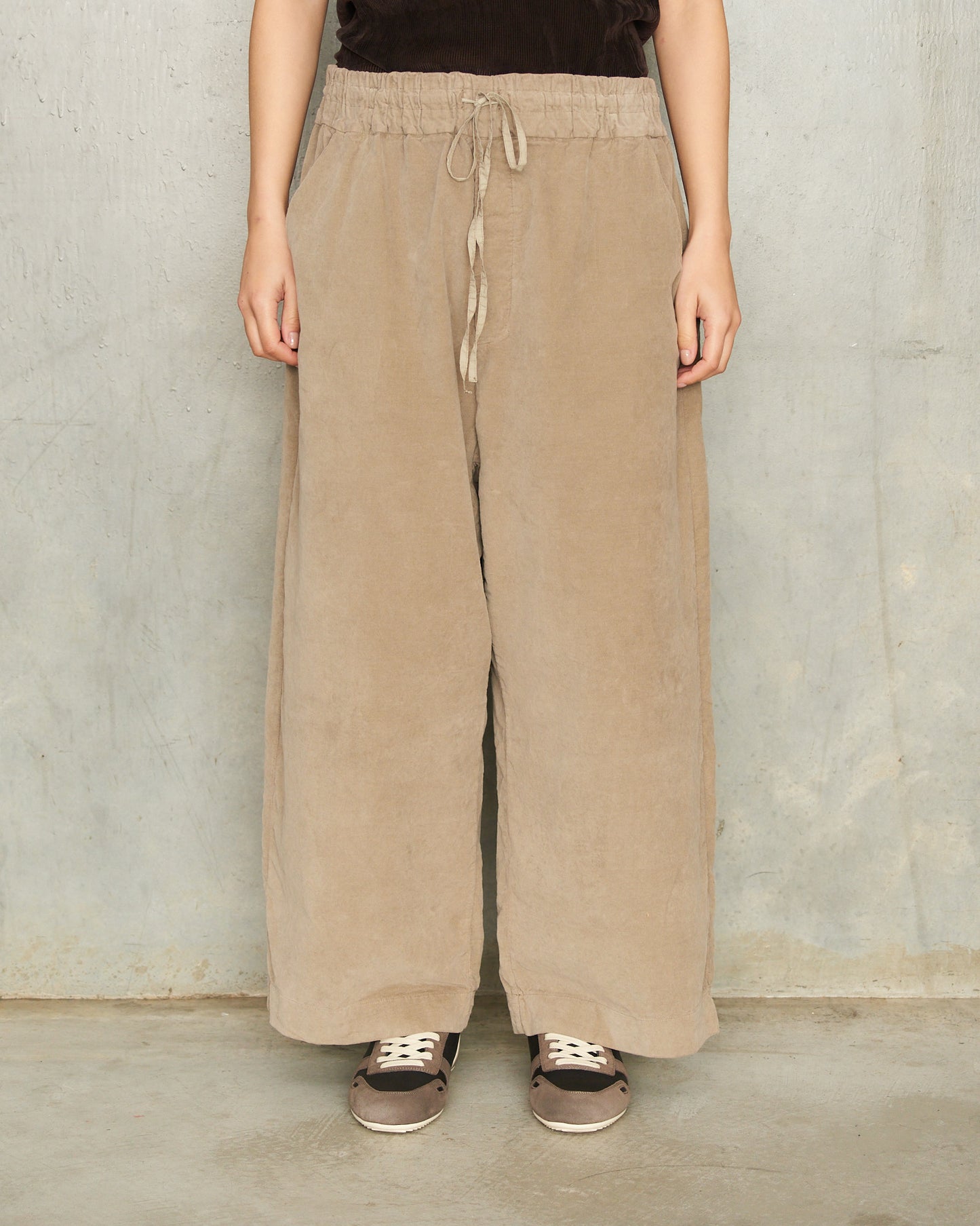 Marron Glace Velvet Wide Trousers