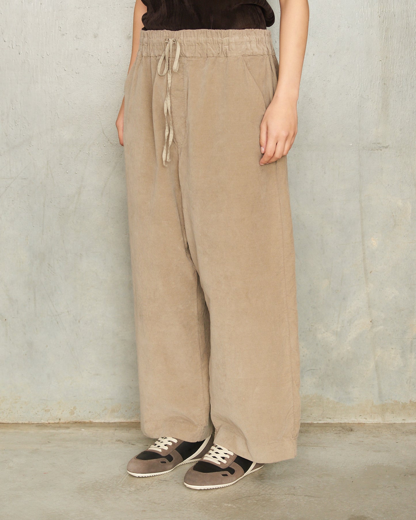 Marron Glace Velvet Wide Trousers