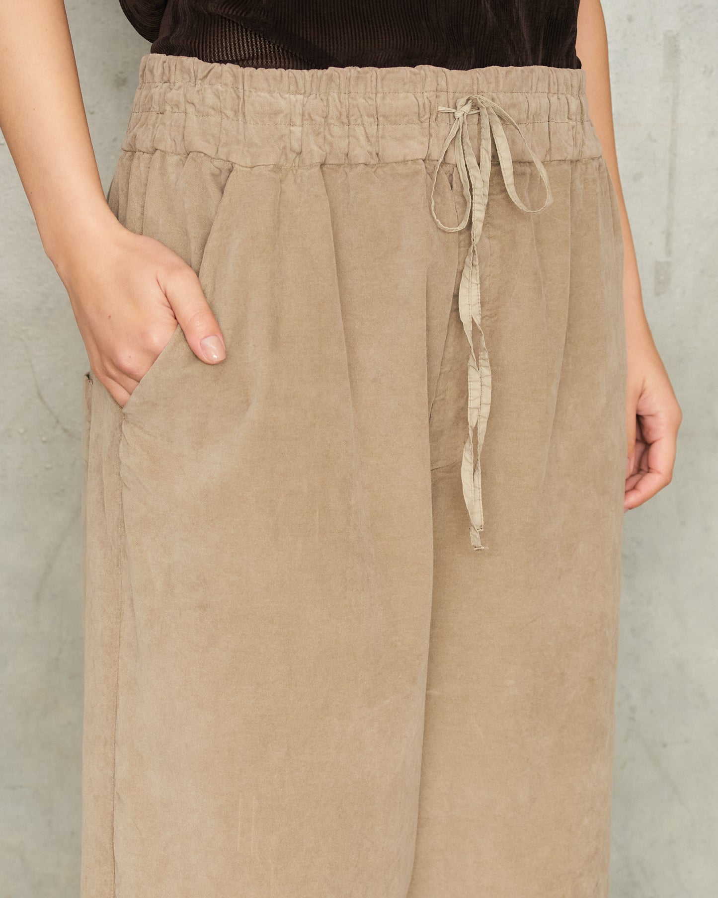 Marron Glace Velvet Wide Trousers