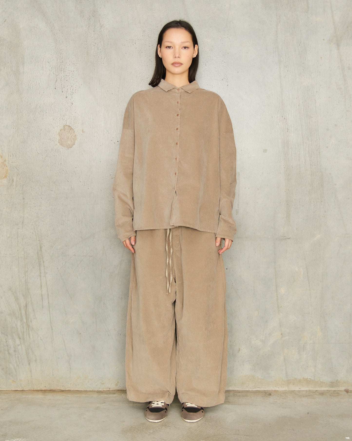 Marron Glace Velvet Wide Trousers