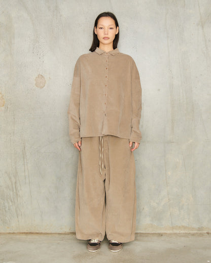 Marron Glace Velvet Wide Trousers