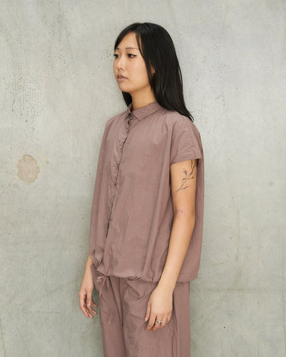 Mauve Sleeveless Gathered Shirt