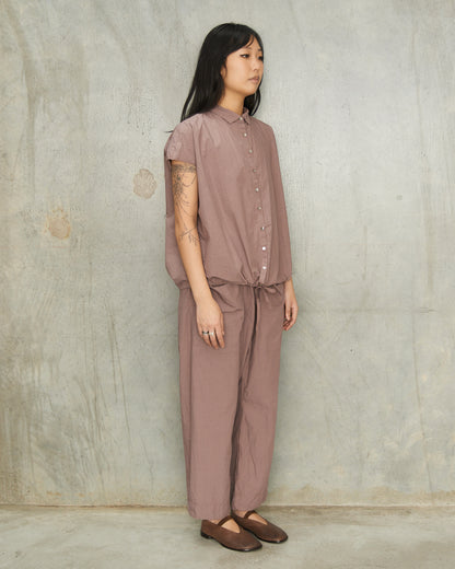 Mauve Sleeveless Gathered Shirt