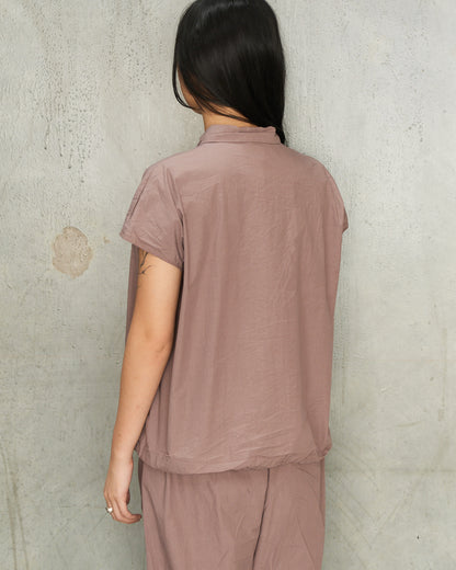 Mauve Sleeveless Gathered Shirt