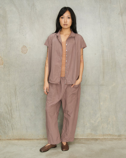Mauve Sleeveless Gathered Shirt