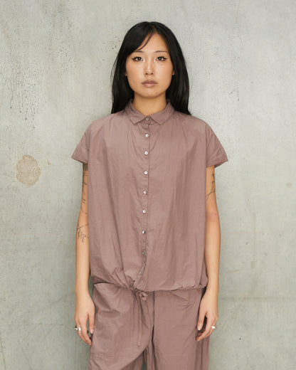 Mauve Sleeveless Gathered Shirt