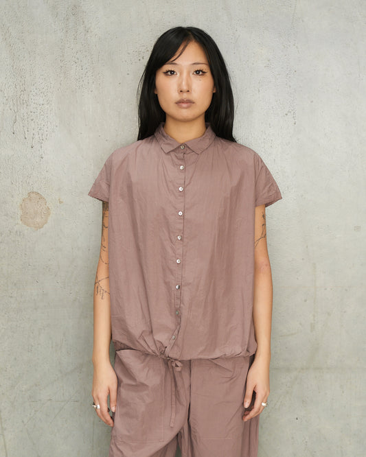 Mauve Sleeveless Gathered Shirt