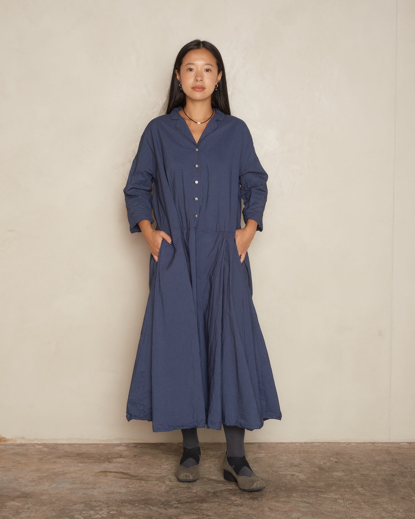 Navy Tailored Collar Dress – Dilettante