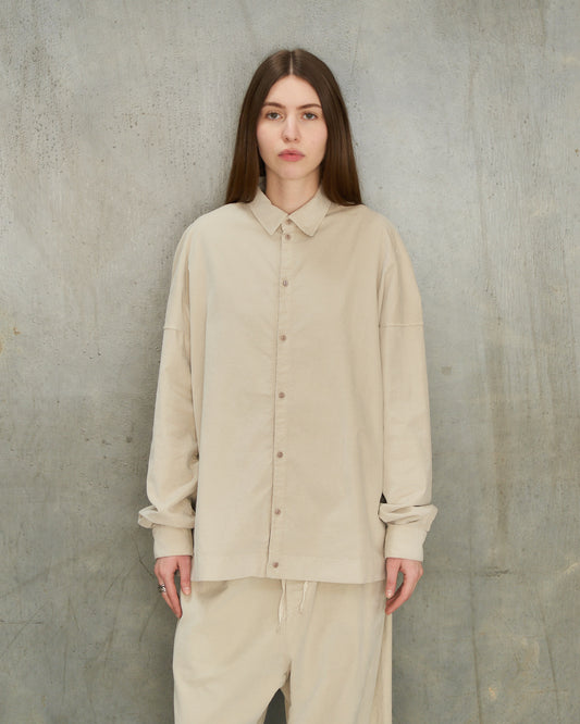 Oatmeal Velvet Unisex Collared Shirt