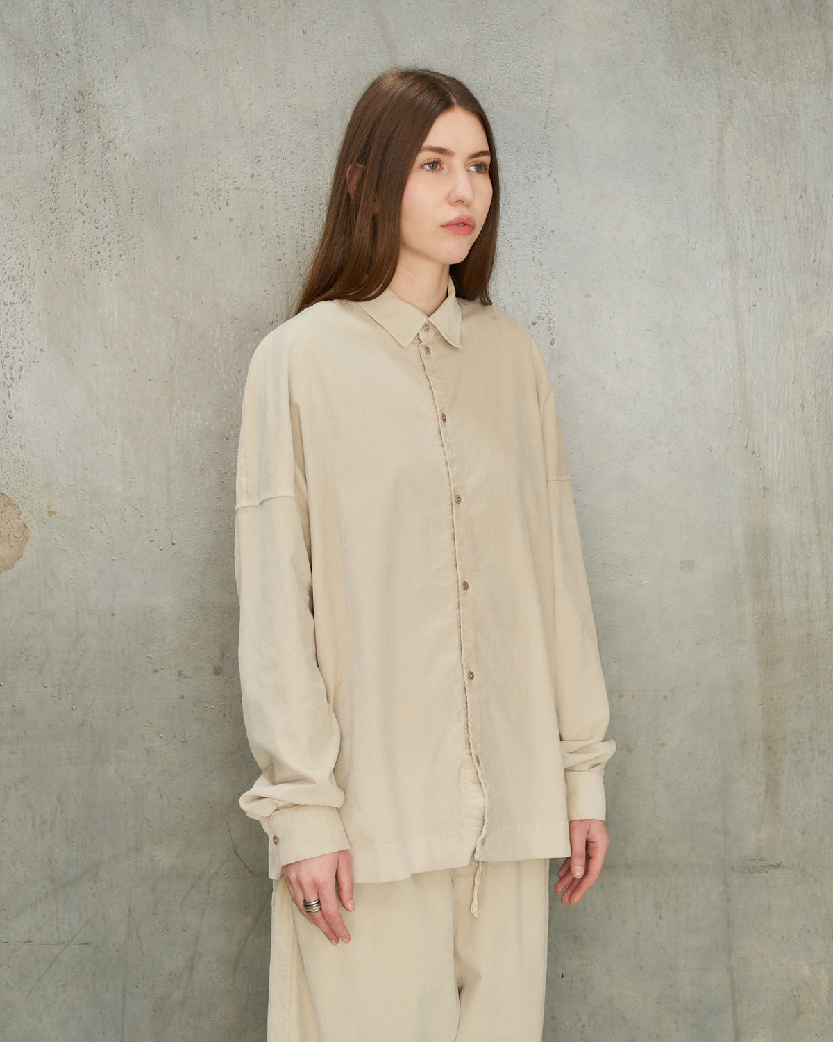 Oatmeal Velvet Unisex Collared Shirt
