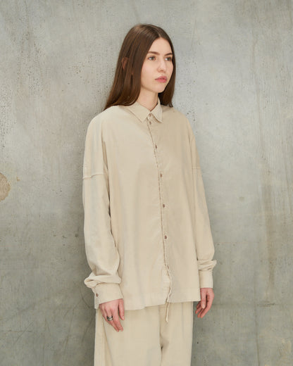 Oatmeal Velvet Unisex Collared Shirt