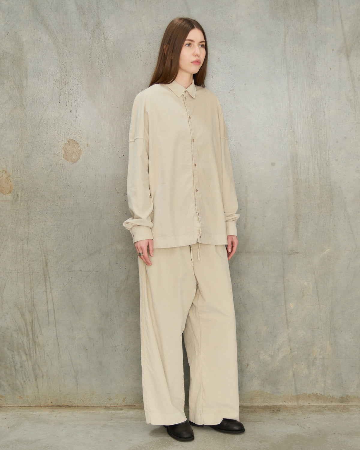 Oatmeal Velvet Unisex Collared Shirt