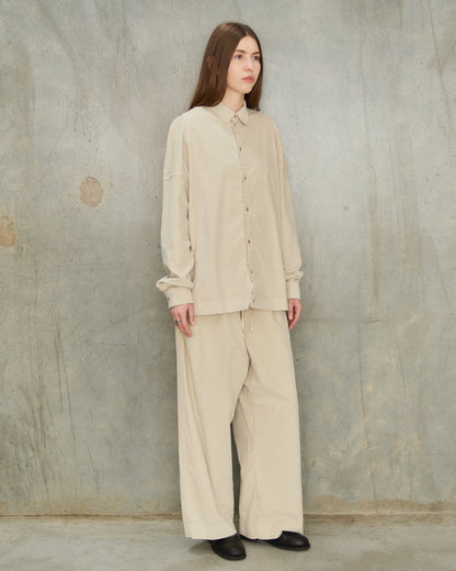 Oatmeal Velvet Unisex Collared Shirt