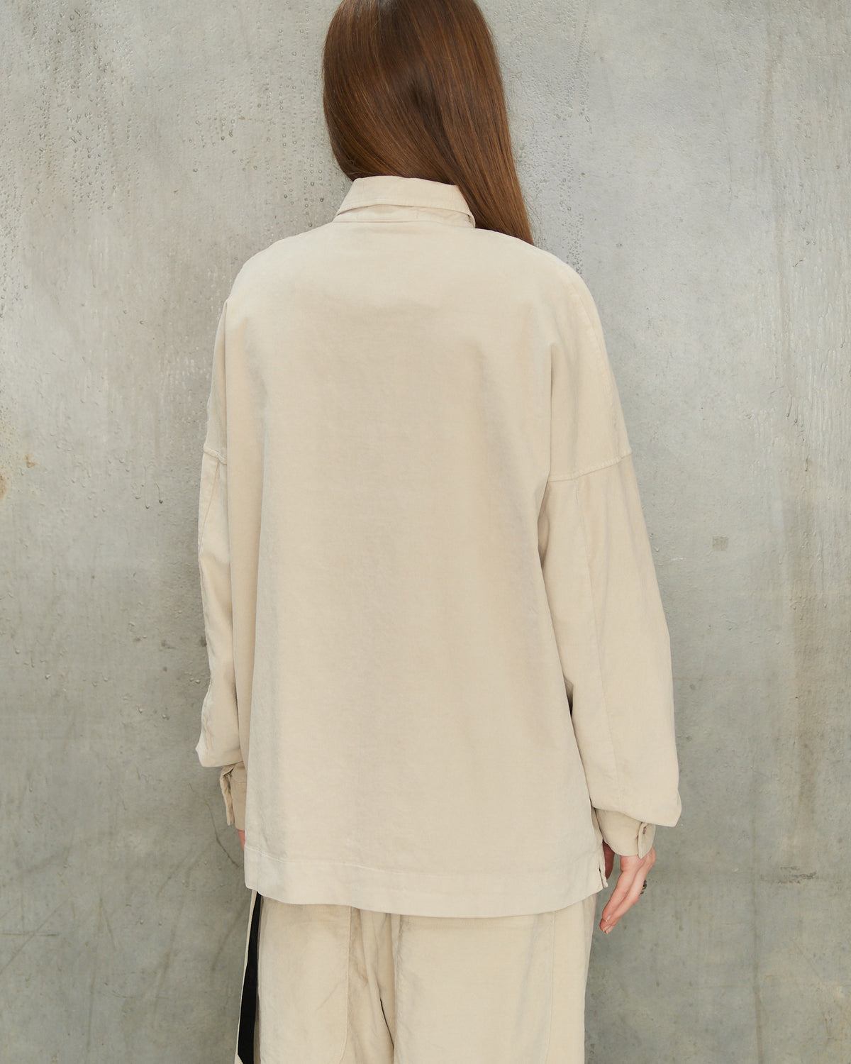 Oatmeal Velvet Unisex Collared Shirt