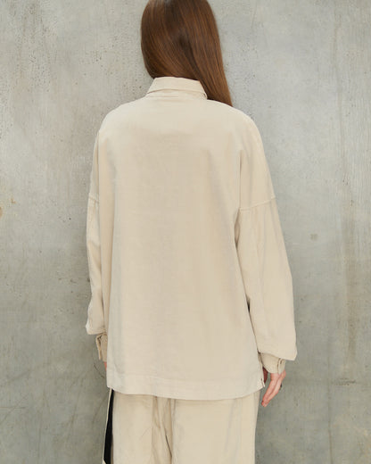 Oatmeal Velvet Unisex Collared Shirt