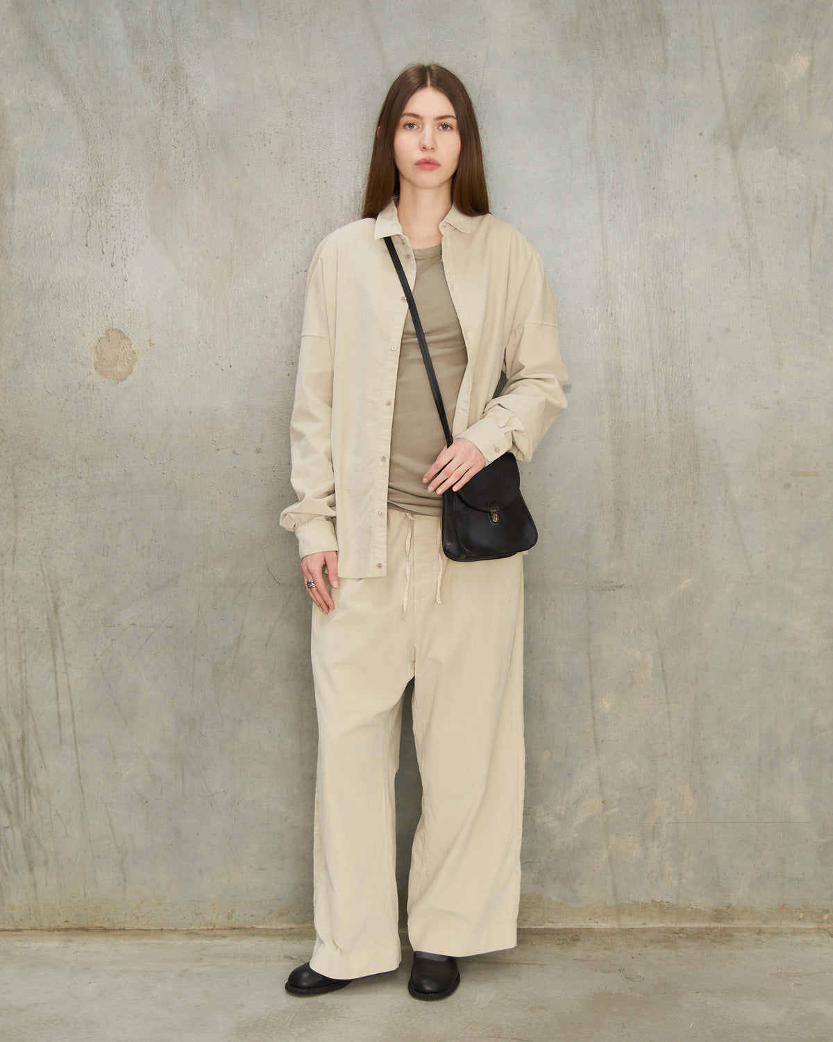 Oatmeal Velvet Unisex Collared Shirt
