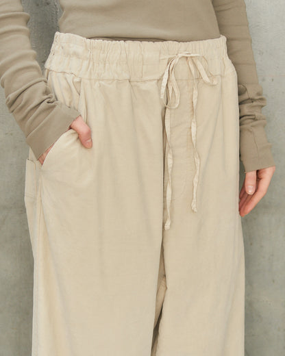 Oatmeal Velvet Wide Trousers