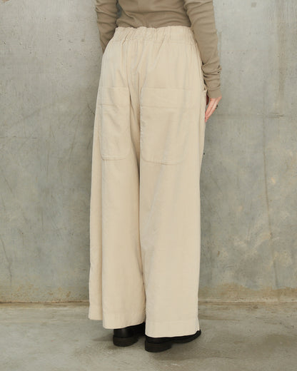 Oatmeal Velvet Wide Trousers