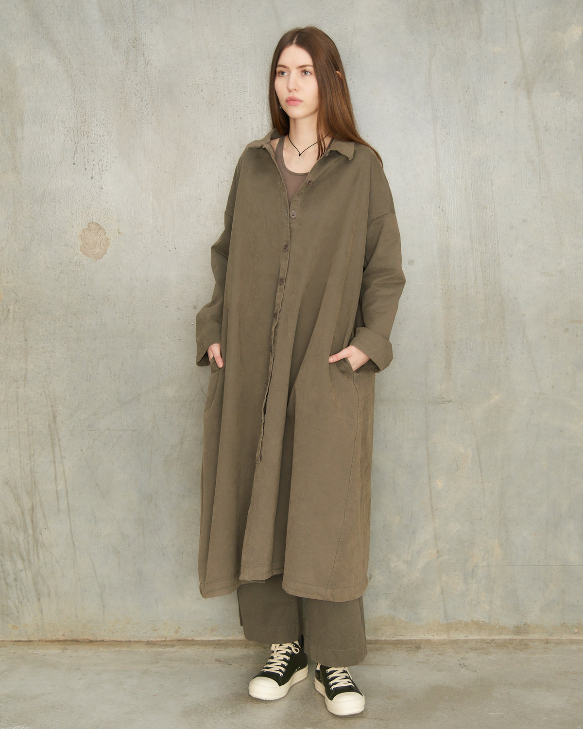 Sage Loose Collared Dress