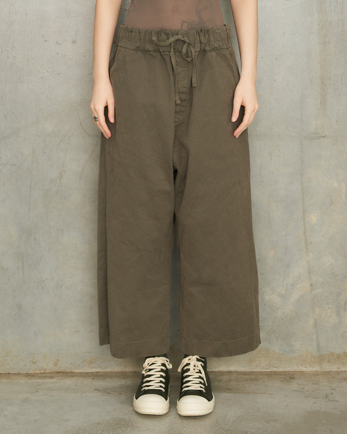 Sage Wide Cropped Trousers