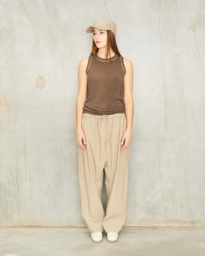 Stone Relaxed Cotton Trousers