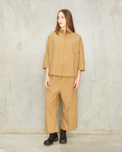 Tan Cropped Wide Trousers