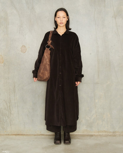 Chocolate Velvet Shirt Dress