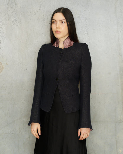 Ann Demeulemeester Navy Sparkle Wool Blazer