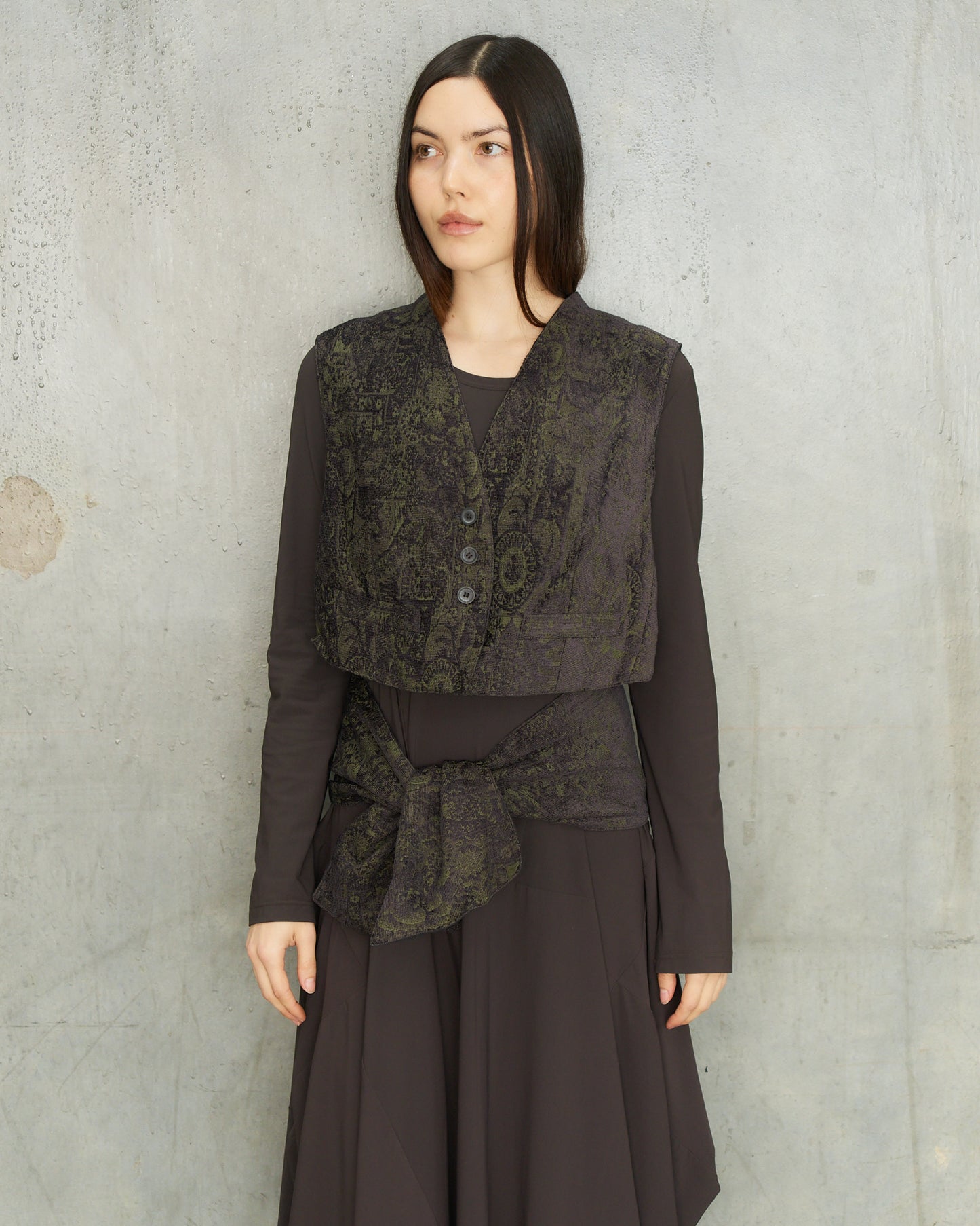 Ann Demeulemeester Green Purple Jacquard Vest