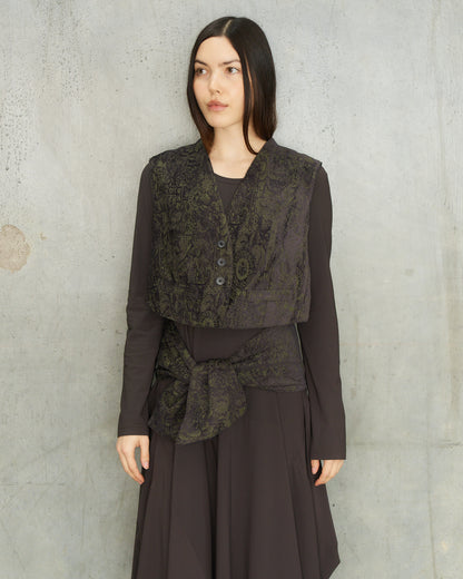 Ann Demeulemeester Green Purple Jacquard Vest