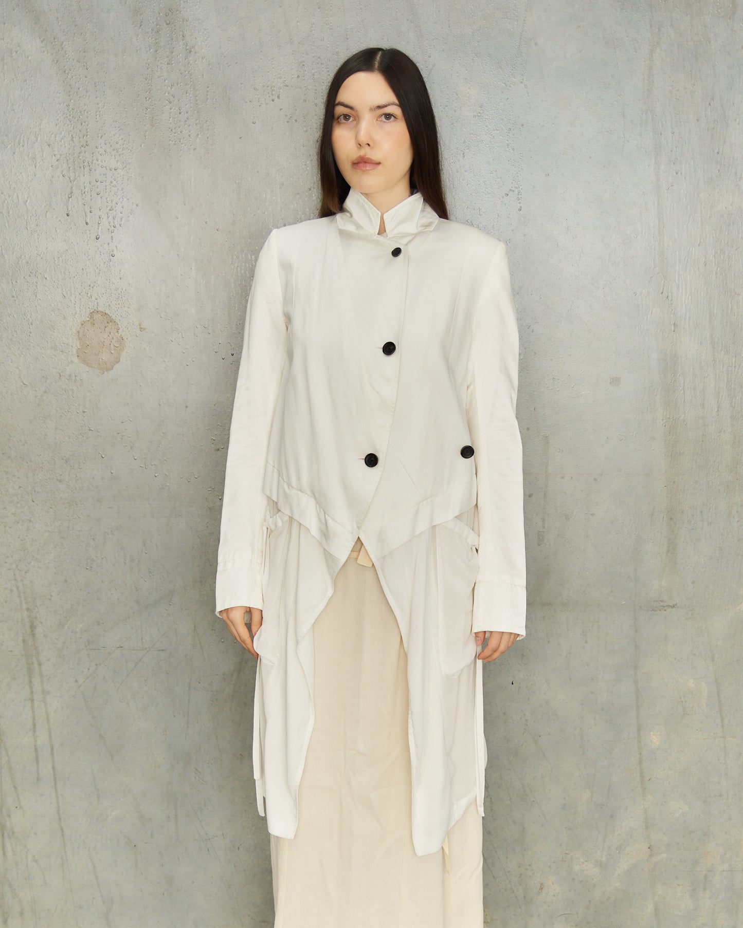 Ann Demeulemeester White Gathered Jacket