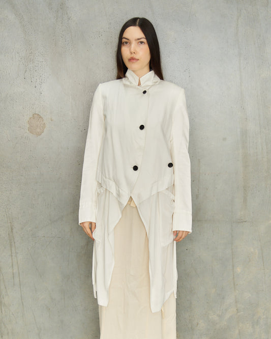 Ann Demeulemeester White Gathered Jacket