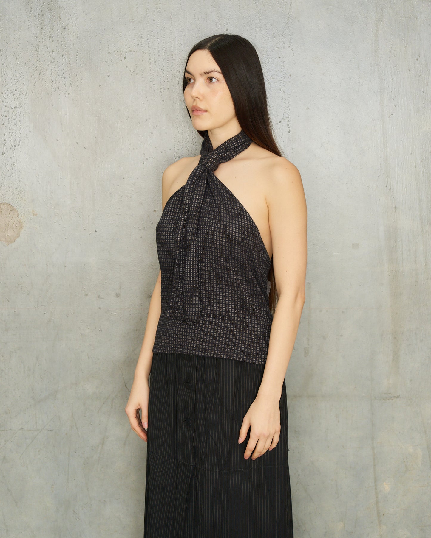 Ann Demeulemeester FW1995 Navy Wool Halter Top