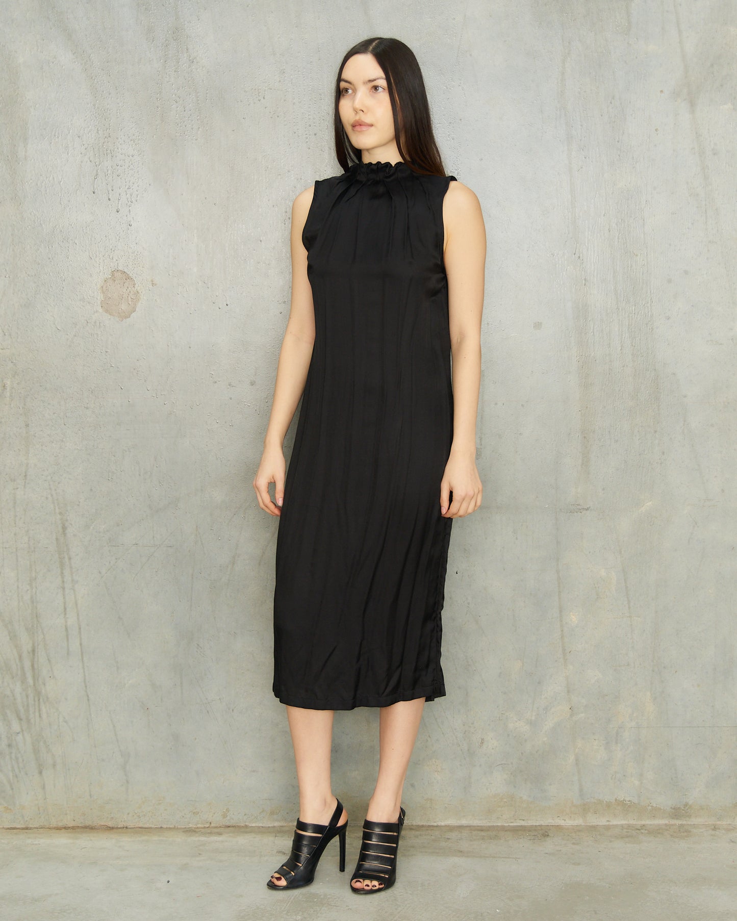 Ann Demeulemeester Black Gathered Neck Dress