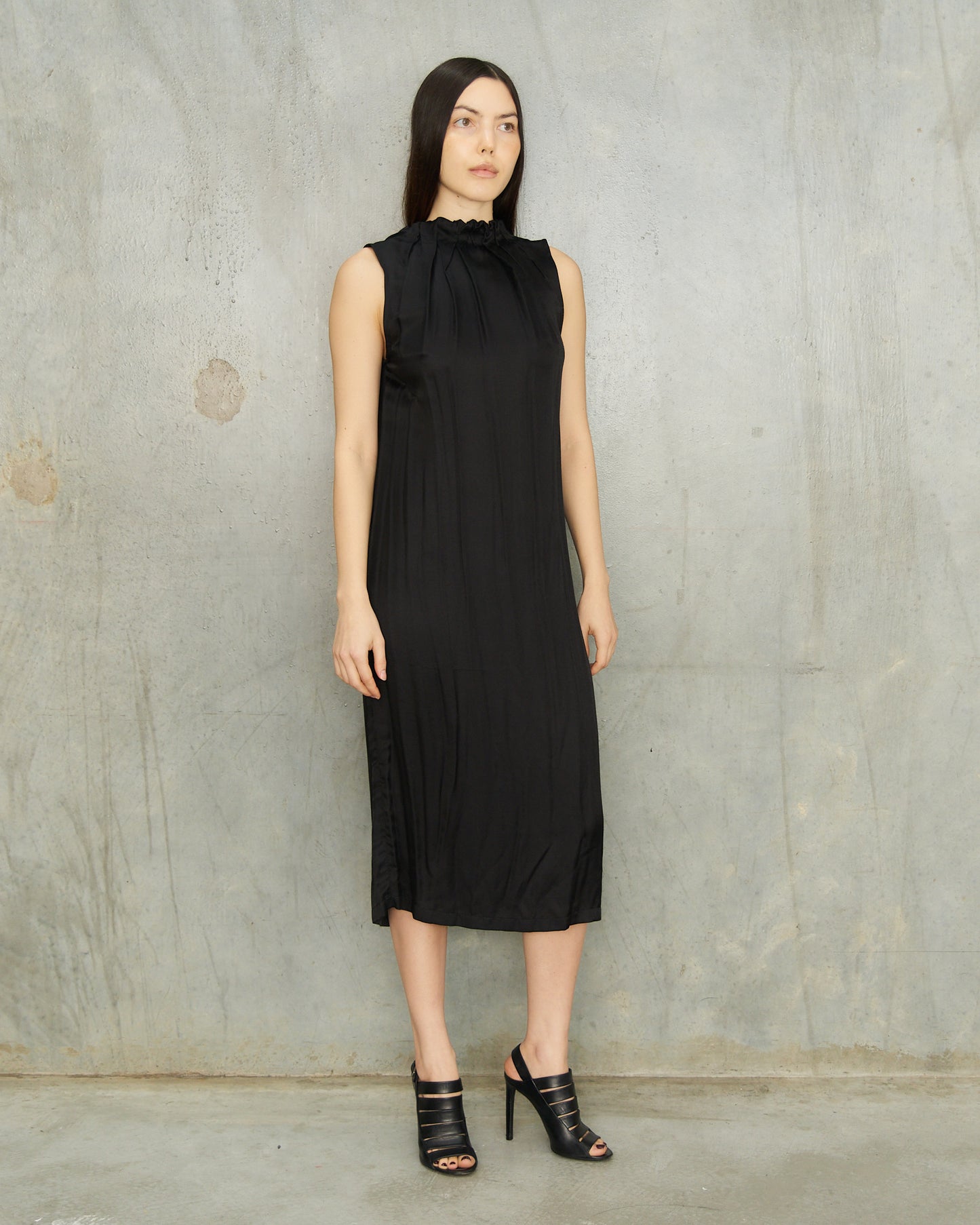 Ann Demeulemeester Black Gathered Neck Dress
