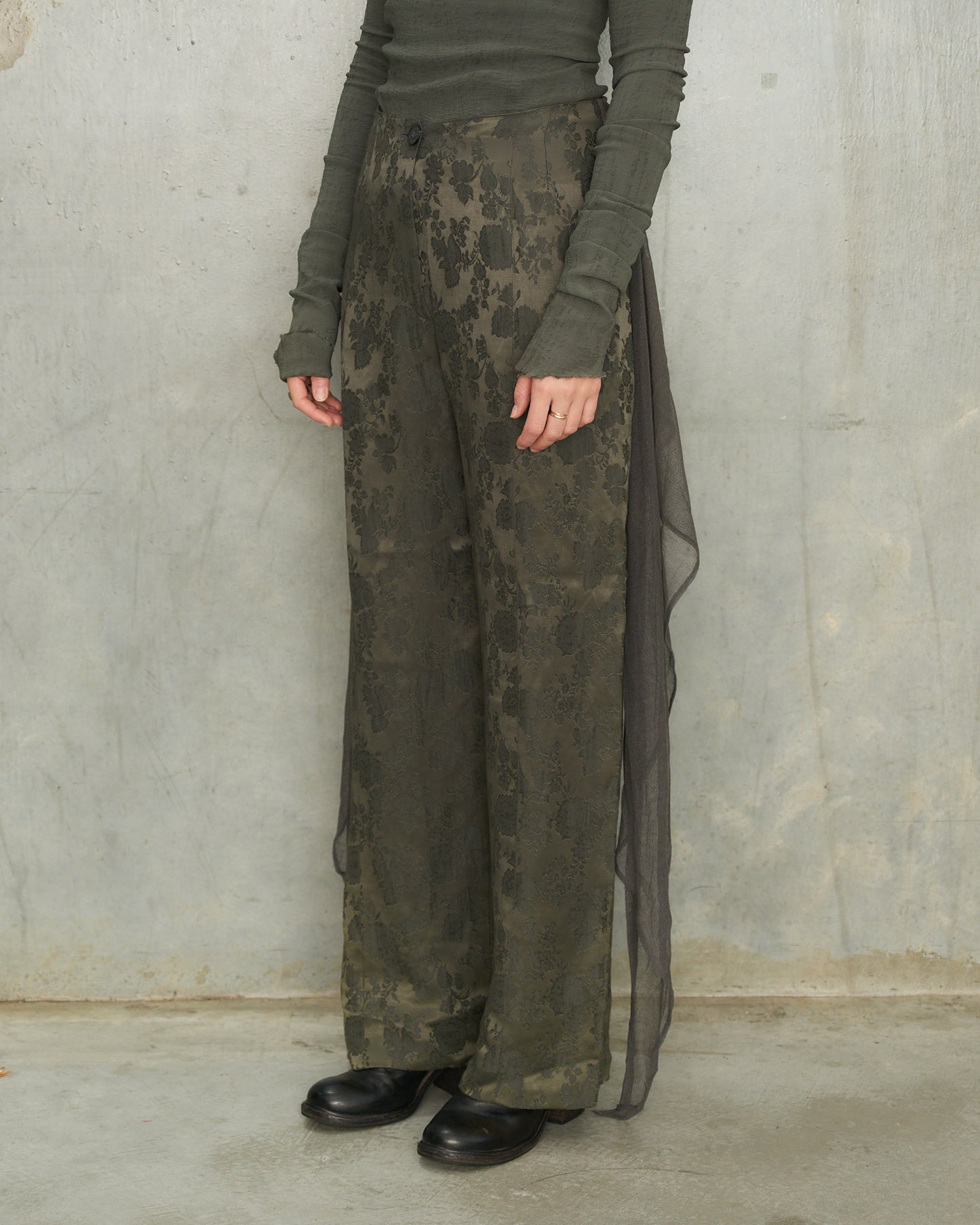 Ann Demeulemeester SS1994 Grey Floral Jacquard Trousers