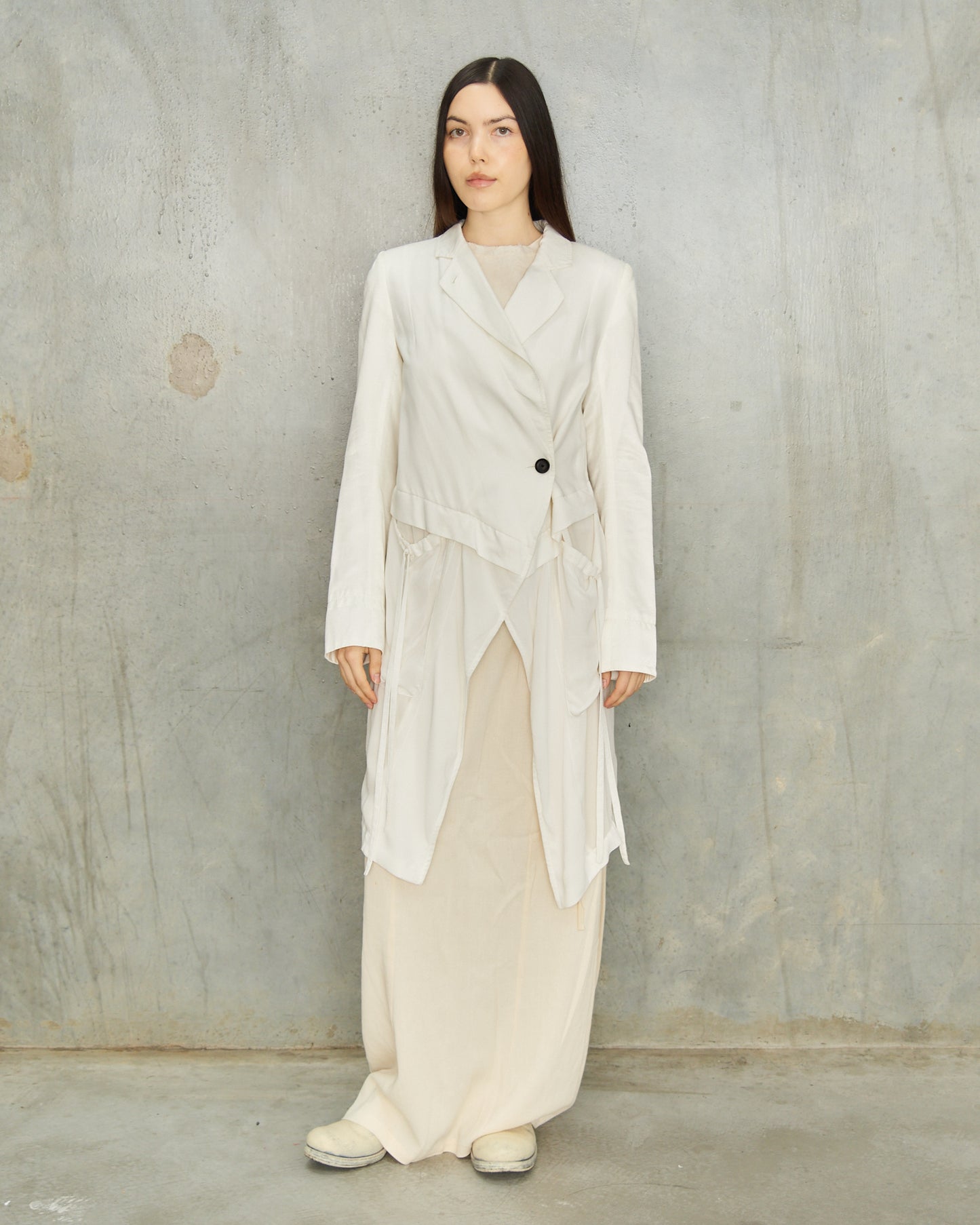 Ann Demeulemeester White Gathered Jacket