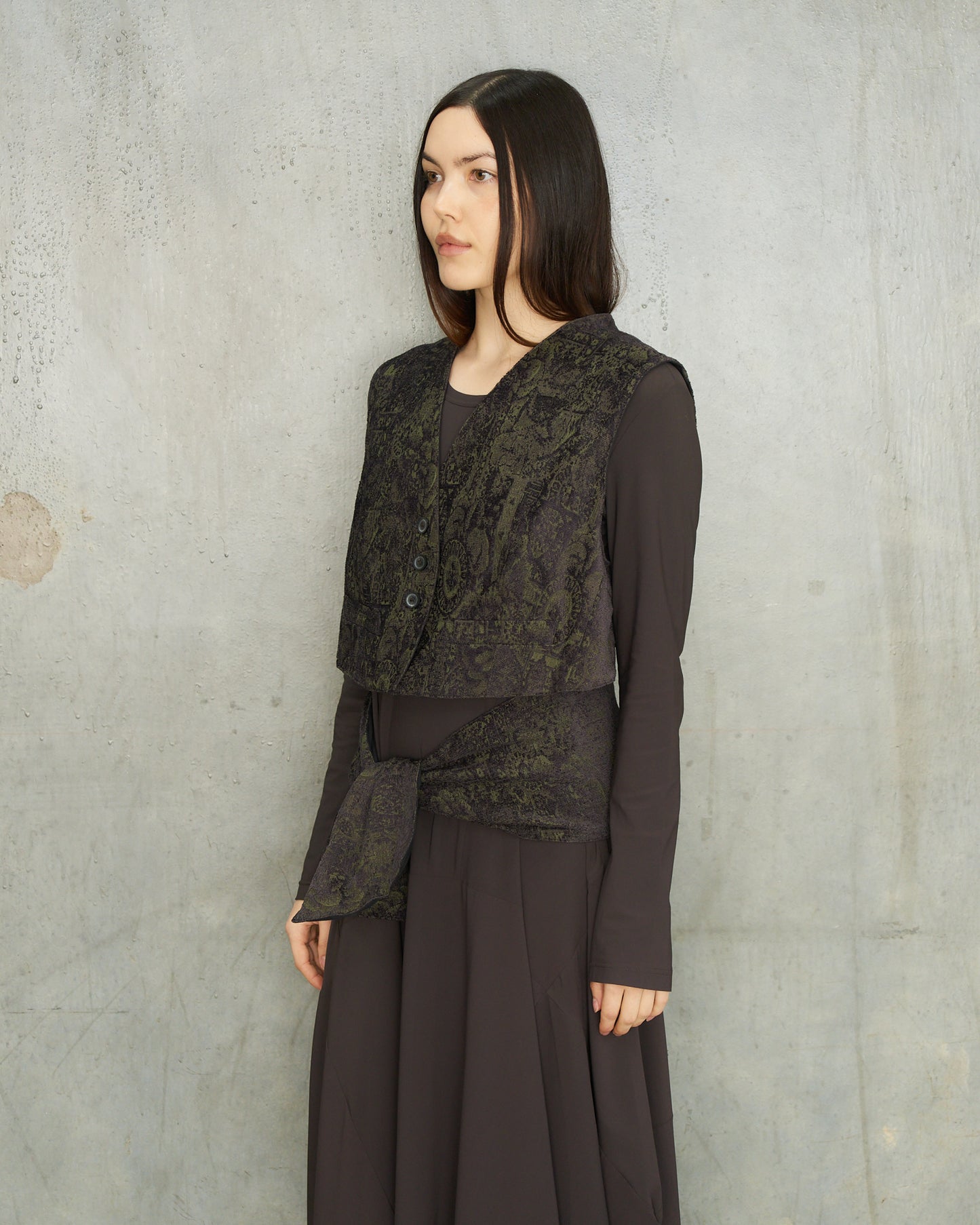 Ann Demeulemeester Green Purple Jacquard Vest