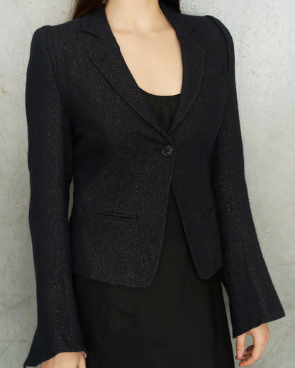 Ann Demeulemeester Navy Sparkle Wool Blazer
