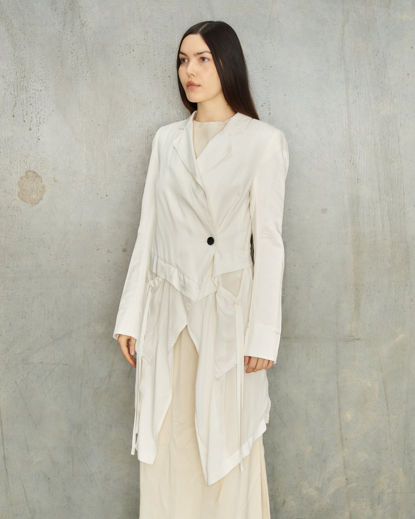 Ann Demeulemeester White Gathered Jacket