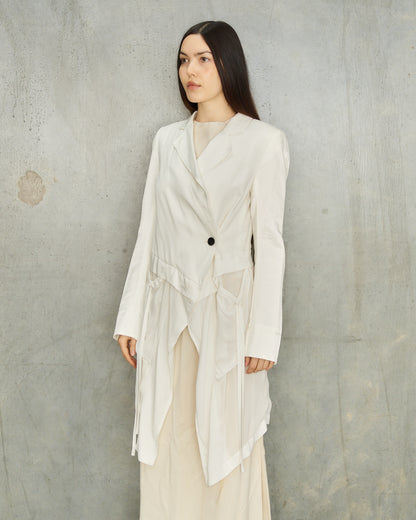 Ann Demeulemeester White Gathered Jacket