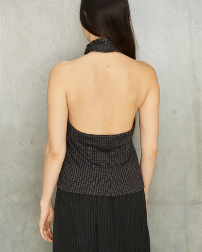 Ann Demeulemeester FW1995 Navy Wool Halter Top