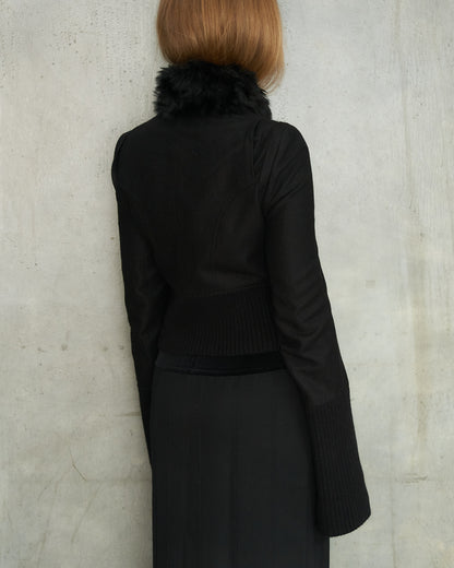 Ann Demeulemeester Black Fur Collar Jacket