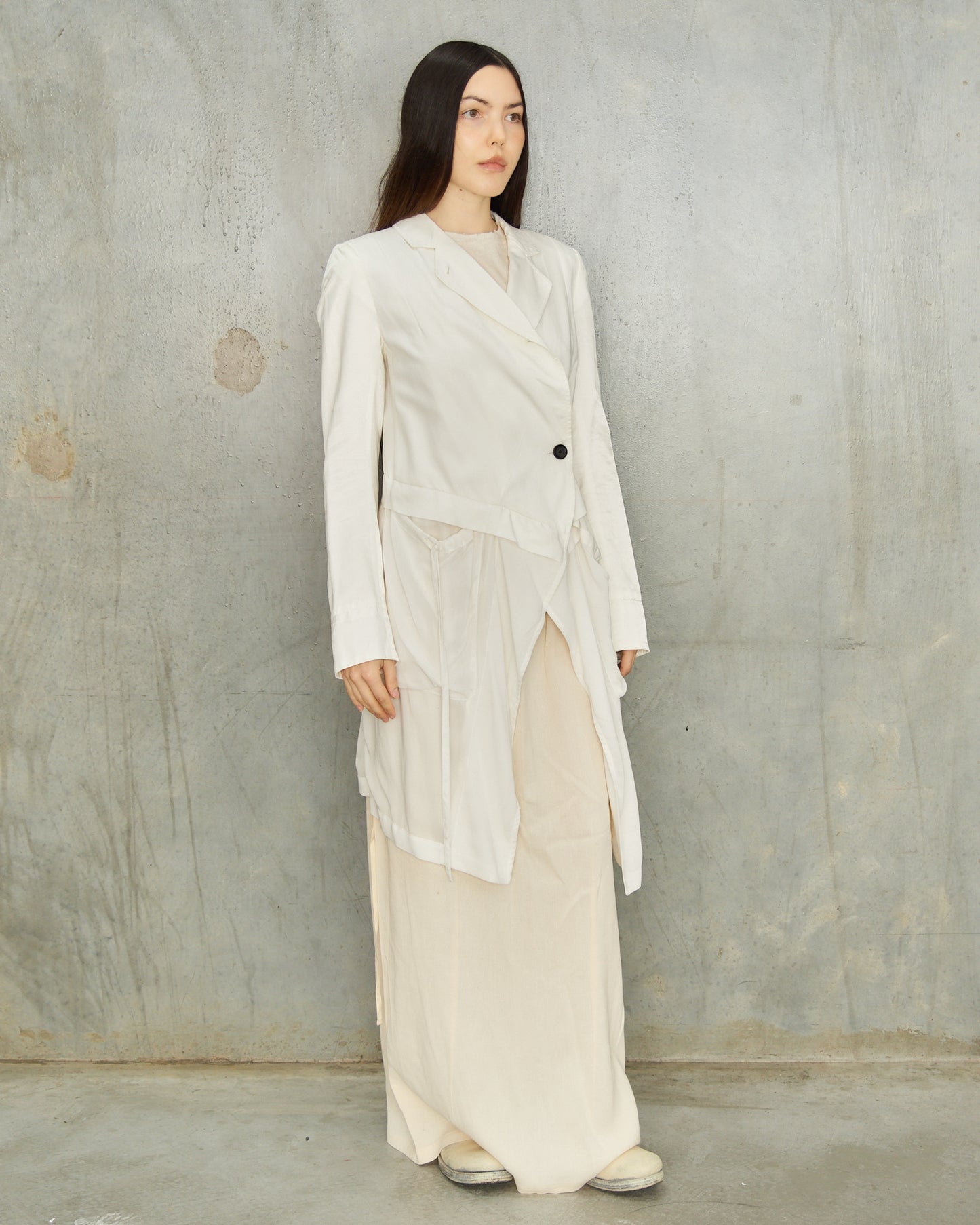 Ann Demeulemeester White Gathered Jacket
