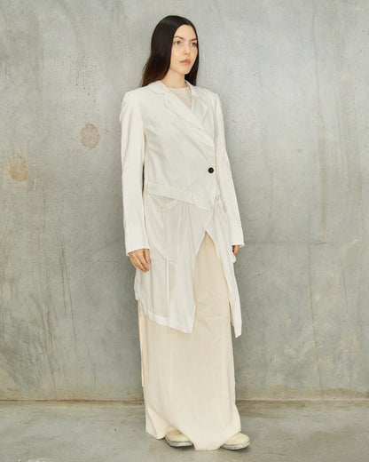 Ann Demeulemeester White Gathered Jacket