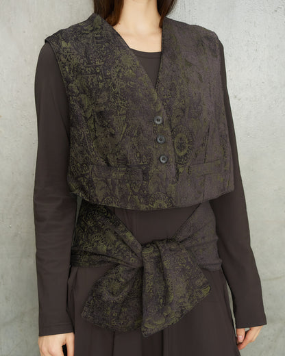 Ann Demeulemeester Green Purple Jacquard Vest