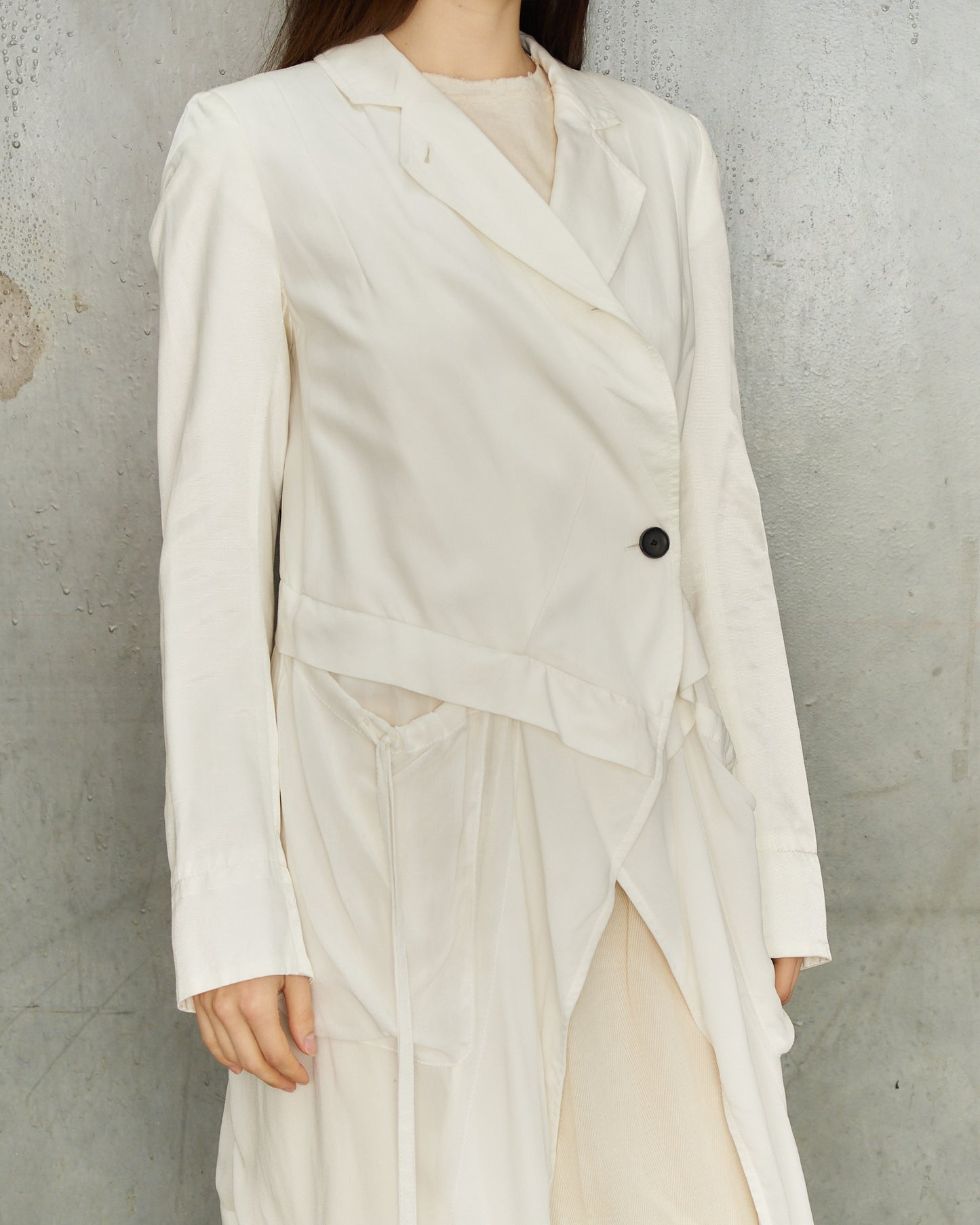 Ann Demeulemeester White Gathered Jacket