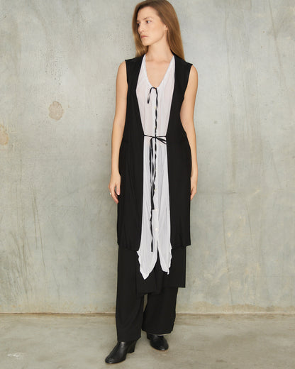 Ann Demeulemeester Black and White Layered Dress