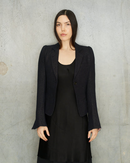 Ann Demeulemeester Navy Sparkle Wool Blazer