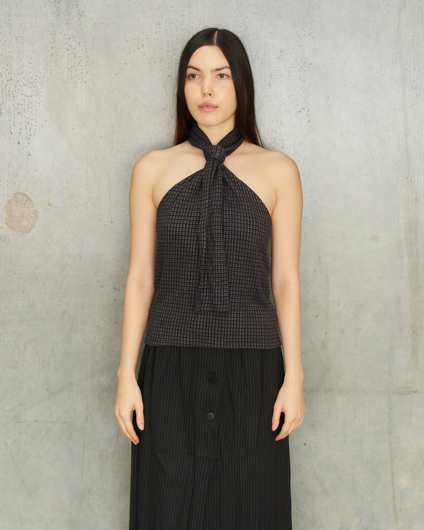 Ann Demeulemeester FW1995 Navy Wool Halter Top